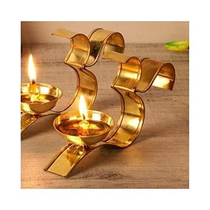 Brass Om Diya Oil Puja Lamp Decorative for Home Office Gifts/ Mandir (Pack of 2) - Premium  from Mystical9 - Just Rs 760 /- Shop now at Mystical9.com