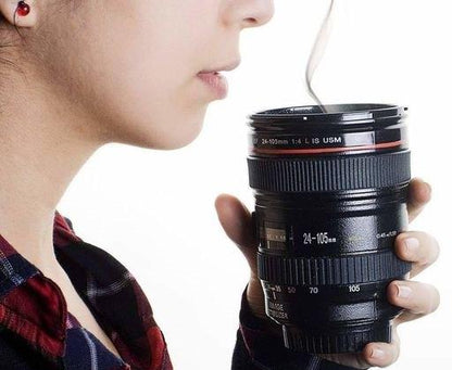 Plastic Camera Lens Shaped Coffee Mug With Lid, 350ml (Black) - Premium  from Mystical9 - Just Rs 650 /- Shop now at Mystical9.com