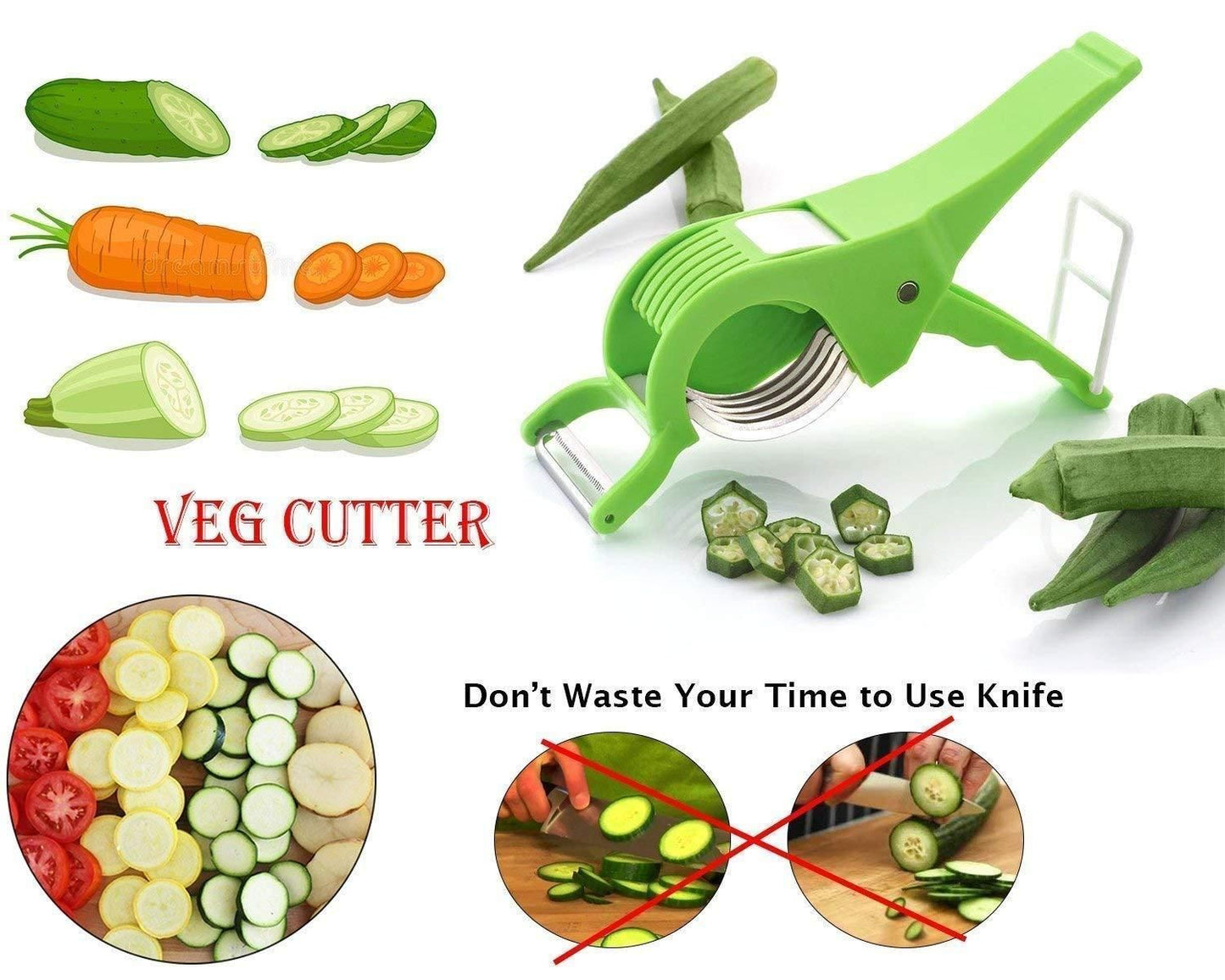 Plastic 2 in 1 Vegetable & Fruit Multi Cutter - Premium  from Mystical9 - Just Rs 478 /- Shop now at Mystical9.com