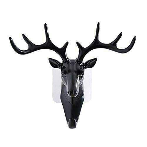 Deer Head Hanging Plastic, Self Adhesive Wall Door Hook Hanger Bag Keys Sticky Holder (Black) - Premium  from Mystical9 - Just Rs 600 /- Shop now at Mystical9.com