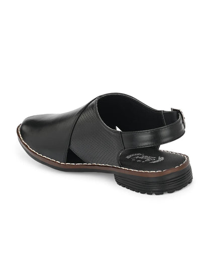 Bucik Men's Black Genuine Leather Slip-On Casual Sandal - Premium  from Mystical9 - Just Rs 997 /- Shop now at Mystical9.com