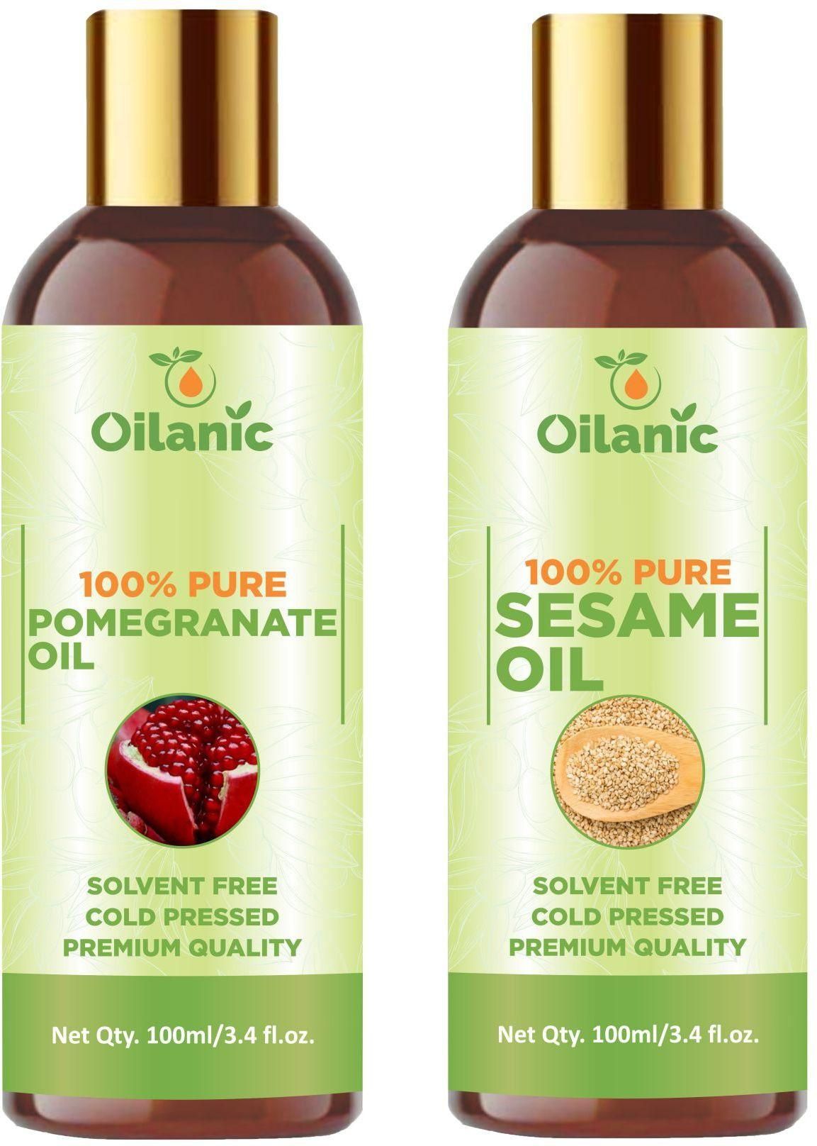 Oilanic Premium Pomegranate Oil & Sesame Oil Combo pack of 2 bottles of 100 ml(200 ml) - Premium  from Mystical9 - Just Rs 700 /- Shop now at Mystical9.com