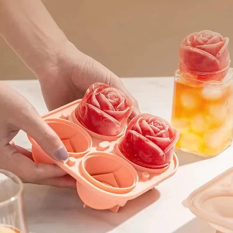 Ice Cube Mold Silicon Ice-Cube Round Mold Ball Brick Maker Tray (3D Rose ice Mold) - Premium  from Mystical9 - Just Rs 600 /- Shop now at Mystical9.com