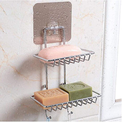 Double Layer Stainless Steel Soap Dish Storage Organizer - Premium  from Mystical9 - Just Rs 650 /- Shop now at Mystical9.com