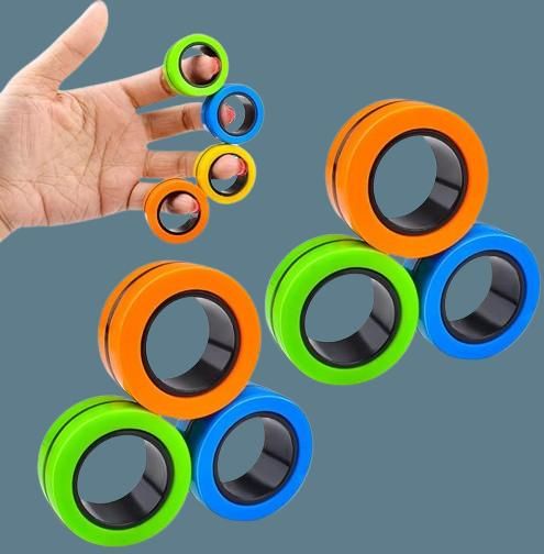 3 pcs- Stress Relief Magnetic Finger Ring - Assorted Colors - Premium  from Mystical9 - Just Rs 650 /- Shop now at Mystical9.com