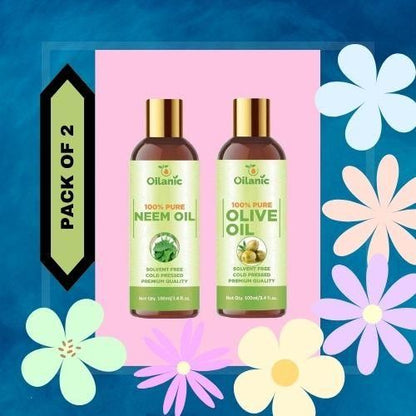 Oilanic Premium Neem Oil & Olive Oil Combo(pack of 2) - Premium  from Mystical9 - Just Rs 600 /- Shop now at Mystical9.com