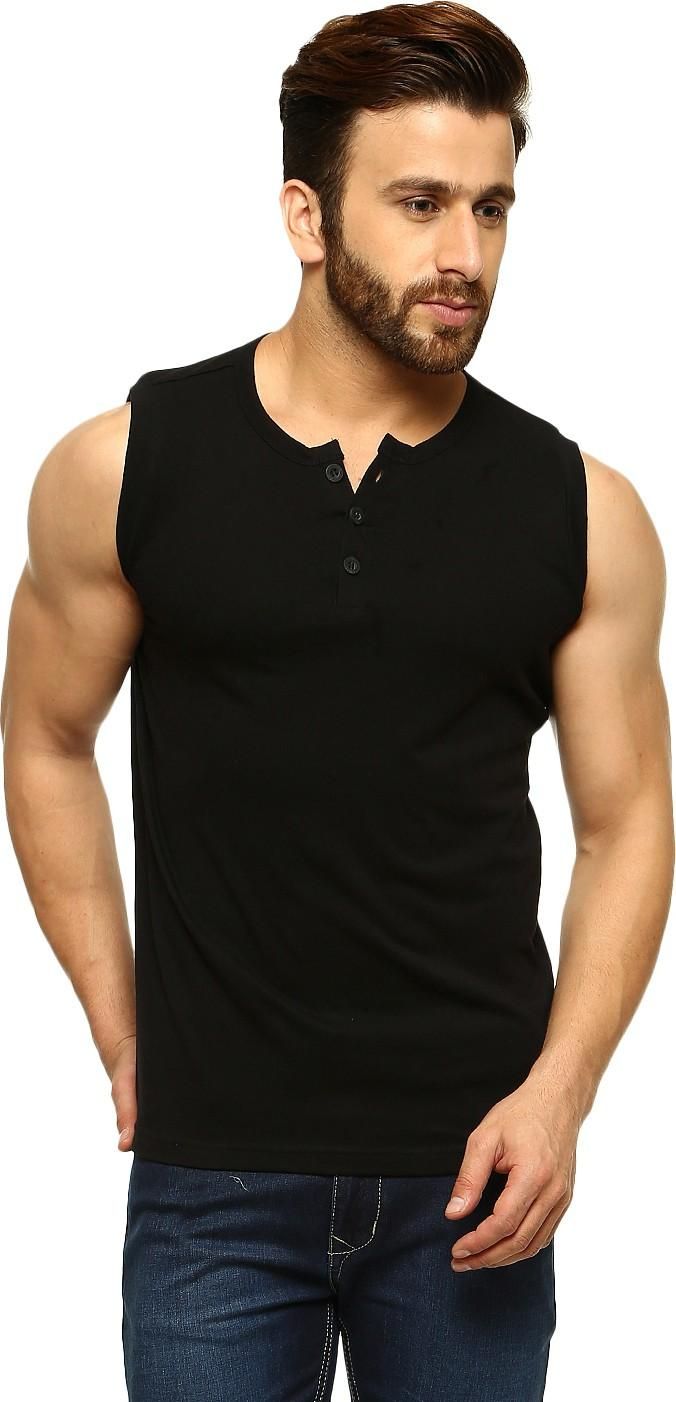 Gritstones Cotton Blend Color Block Sleeveless Round Neck Mens  T-Shirt - Premium  from Mystical9 - Just Rs 665 /- Shop now at Mystical9.com