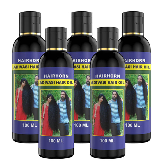 HAIRHORN Adivasi Herbal Premium Hair Oil 100ML (PACK OF 5 - Premium  from Mystical9 - Just Rs 900 /- Shop now at Mystical9.com