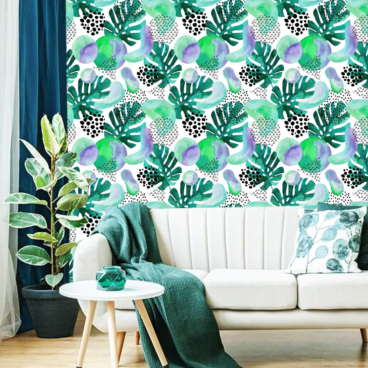 WallDaddy Wallpaper For Wall Self Adhesive Sizee (300x40)Cm Roll Wall Sticker For Home Design Green Dots - Premium  from Mystical9 - Just Rs 640 /- Shop now at Mystical9.com