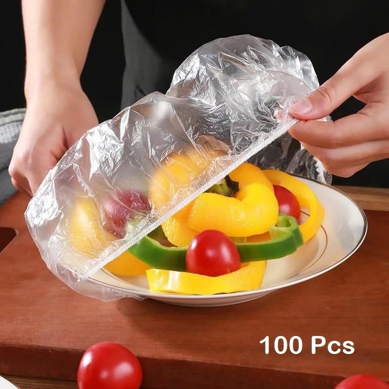 Food Covering Bag-Elastic Stretch Adjustable Bowl Lids Universa Plastic Bags Food Cover( 100 Pcs) - Premium  from Mystical9 - Just Rs 550 /- Shop now at Mystical9.com