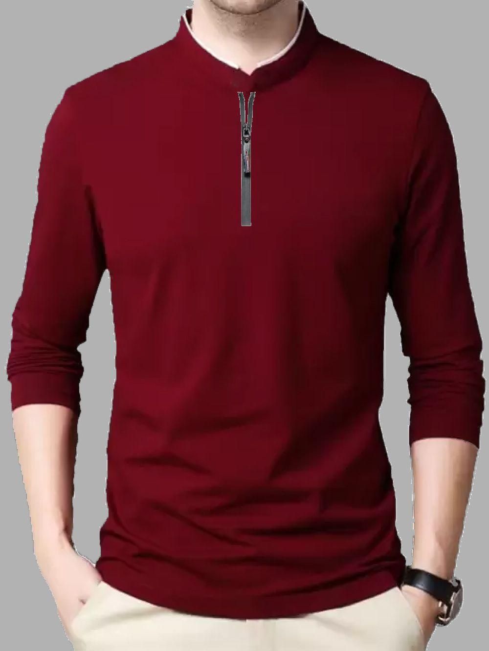 Clafoutis Polyester - Dry Fit Solid Full Sleeves Mens Stylish Neck T-Shirt - Premium  from Mystical9 - Just Rs 650 /- Shop now at Mystical9.com