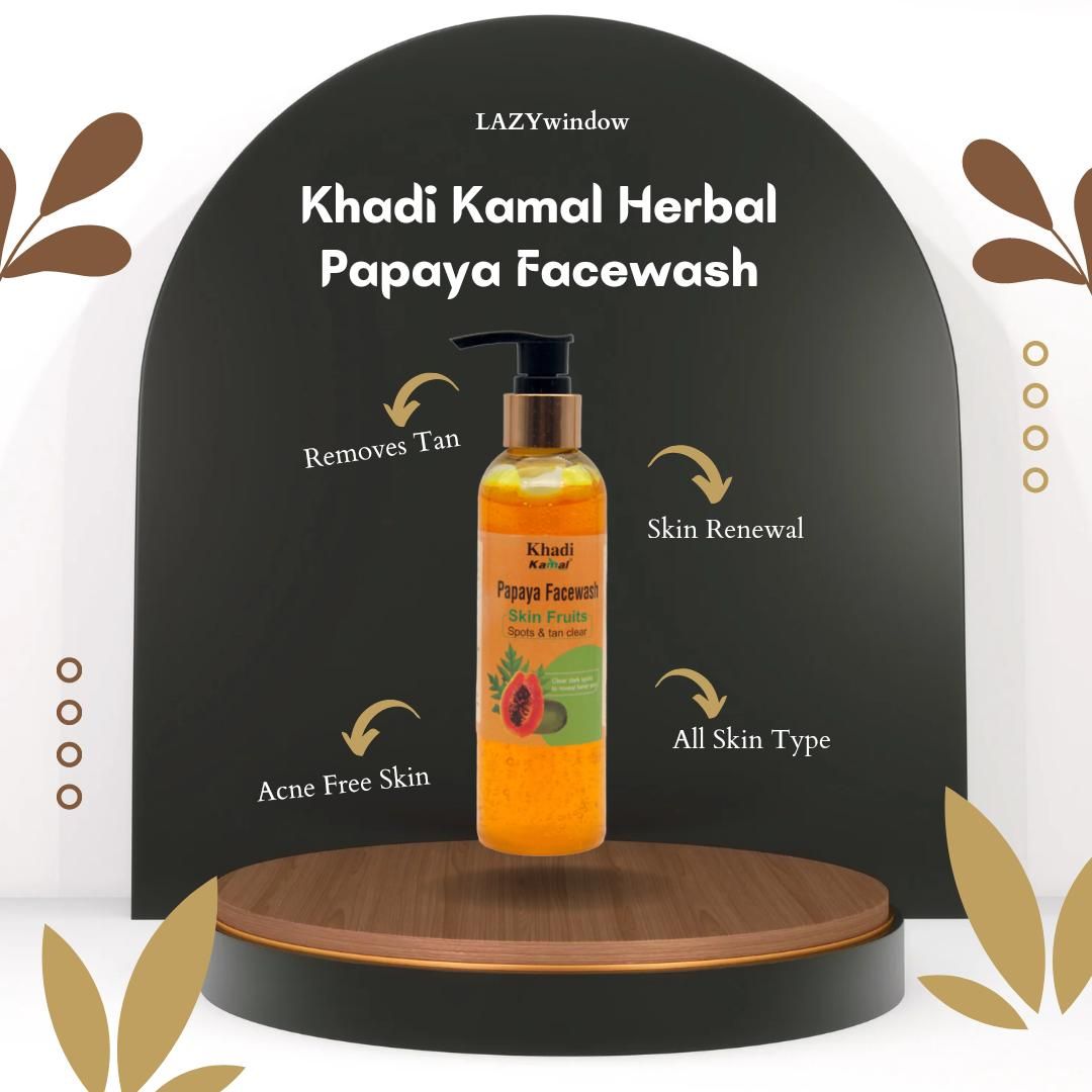 Khadi Kamal Herbal 100 Pure Natural & Organic Papaya Face Wash For Men And Women 210ml Pack of 5 - Premium  from Mystical9 - Just Rs 1100 /- Shop now at Mystical9.com