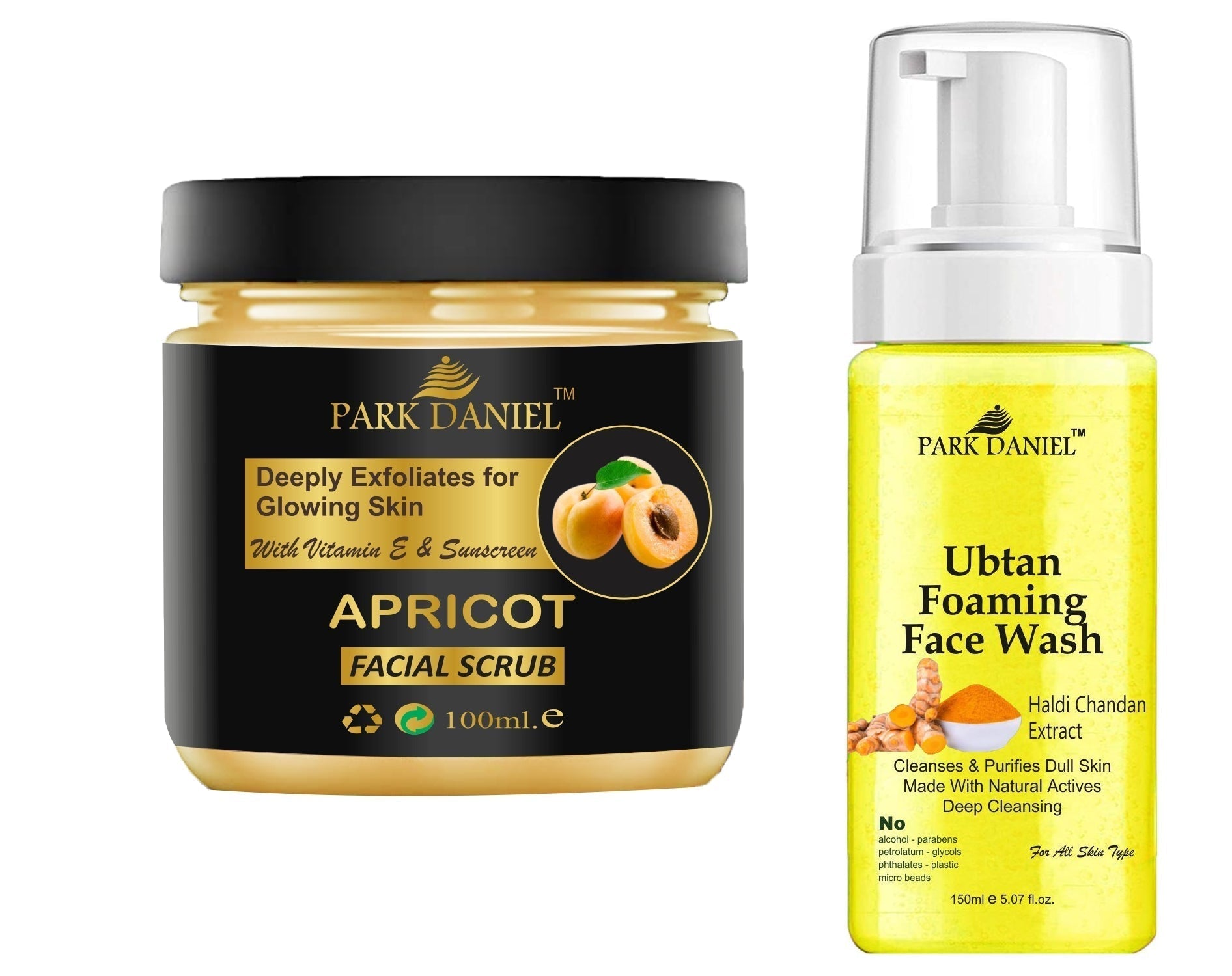 Park Daniel Apricot Scrub and Ubtan Face Wash For Anti Blemishes & Glowing Facial Kit Detoxify Rejuvenate your skin Combo Pack of 2 (250 ML) - Premium  from Mystical9 - Just Rs 700 /- Shop now at Mystical9.com