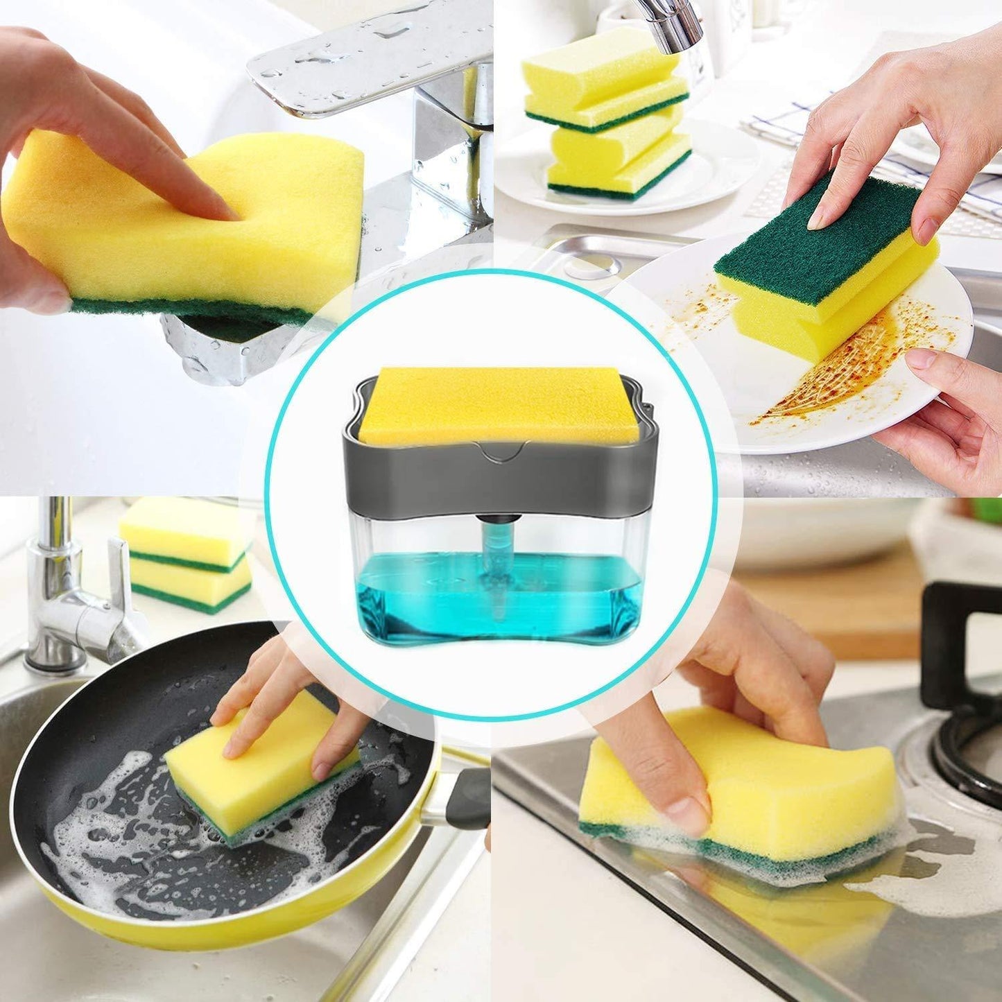 Soap Dispenser-2 in 1 Liquid Soap Dispenser with Sponge Holder - Premium  from Mystical9 - Just Rs 530 /- Shop now at Mystical9.com