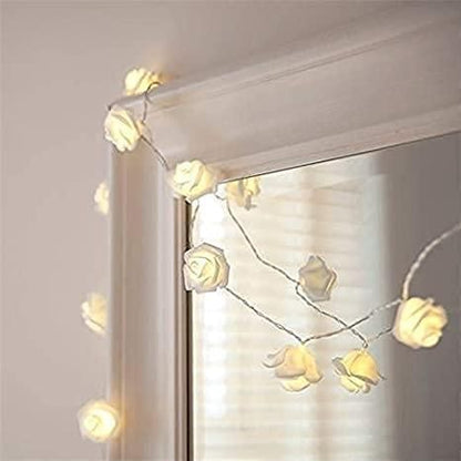 Rose Flower Led Serial String Lights - |10 Feet 14 Led Rose Lights for Home Decoration Indoor Outdoor(Warm White Plug-in) - Premium  from Mystical9 - Just Rs 700 /- Shop now at Mystical9.com