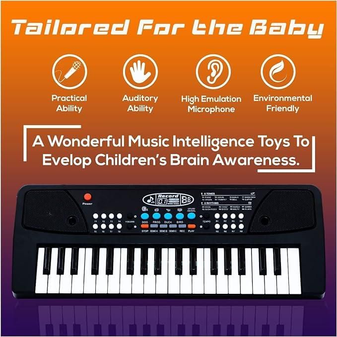 37 Keys Piano Keyboard Toy with Microphone, USB Power Cable & Sound Recording Function Analog Portable Keyboard - Premium  from Mystical9 - Just Rs 1100 /- Shop now at Mystical9.com